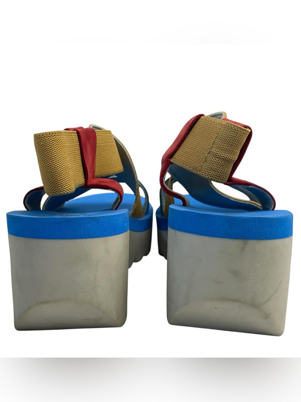 FLY London Sling-Back Sandals YABI922FLY LIPSTICK Red/Yellow/Blue 38 7.5-8 READ - Picture 8 of 15